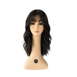 WIG2 ANNA – Long Layered Human Hair Wig with Soft Curls and Full Bangs