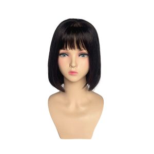 WIG16 LILY – Premium 4D Silk Top Human Hair Bob Wig with Air Bangs