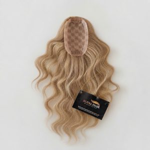 TOP21 SCARLETT  - Blonde & Light Brown Highlight Topper 3x5", Hair Length 25–30cm Human Hair
