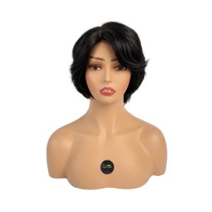 WIG06 RACHEL – Short Layered Human Hair Wig, Pre-Styled Lace Front Design